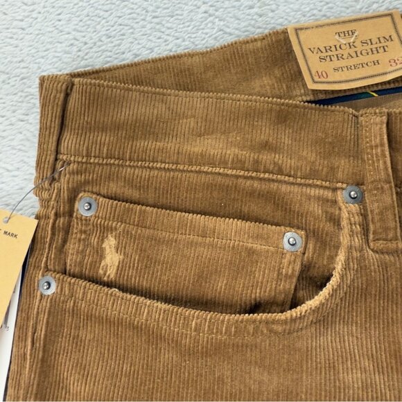 Polo Ralph Lauren Varick Slim Straight Brown Corduroy 40x32 - Picture 11 of 16